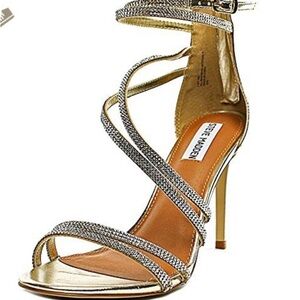 Steve Madden Metallic gold rhinestone Strappy Fiffi Heels